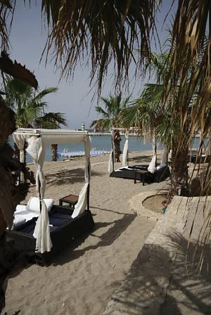 The private beach, just a short distance from the marina.