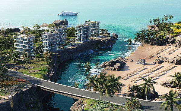 The ‘Mansion’ element of the condo buildings enjoy sea views.
