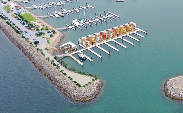Dockside Port Vincent’s spacious floating homes have been designed by Dragonfly Afloat and will be built on the water using a unique method of assembly.